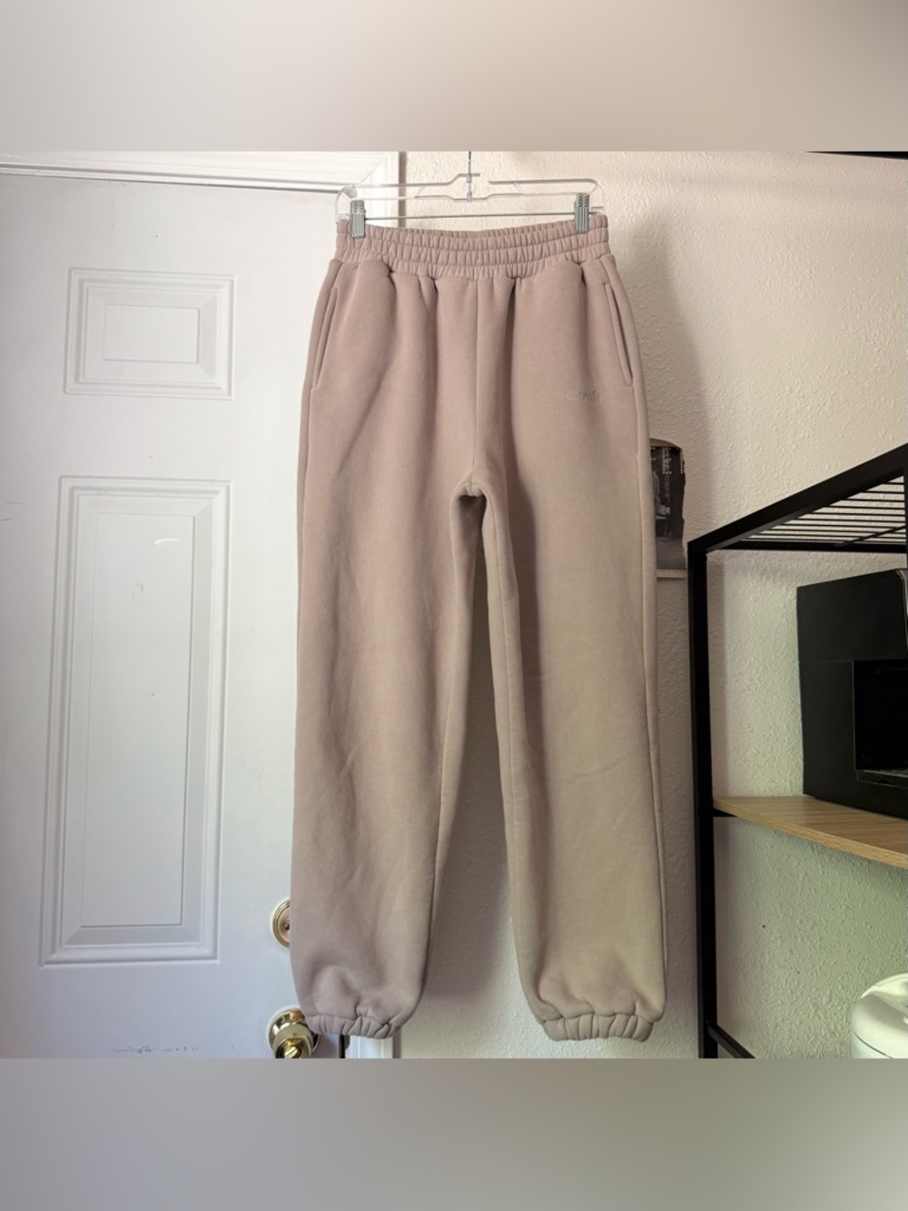 COMFRT beige taupe tan fleece jogger pull on athletic sweat‎ pants